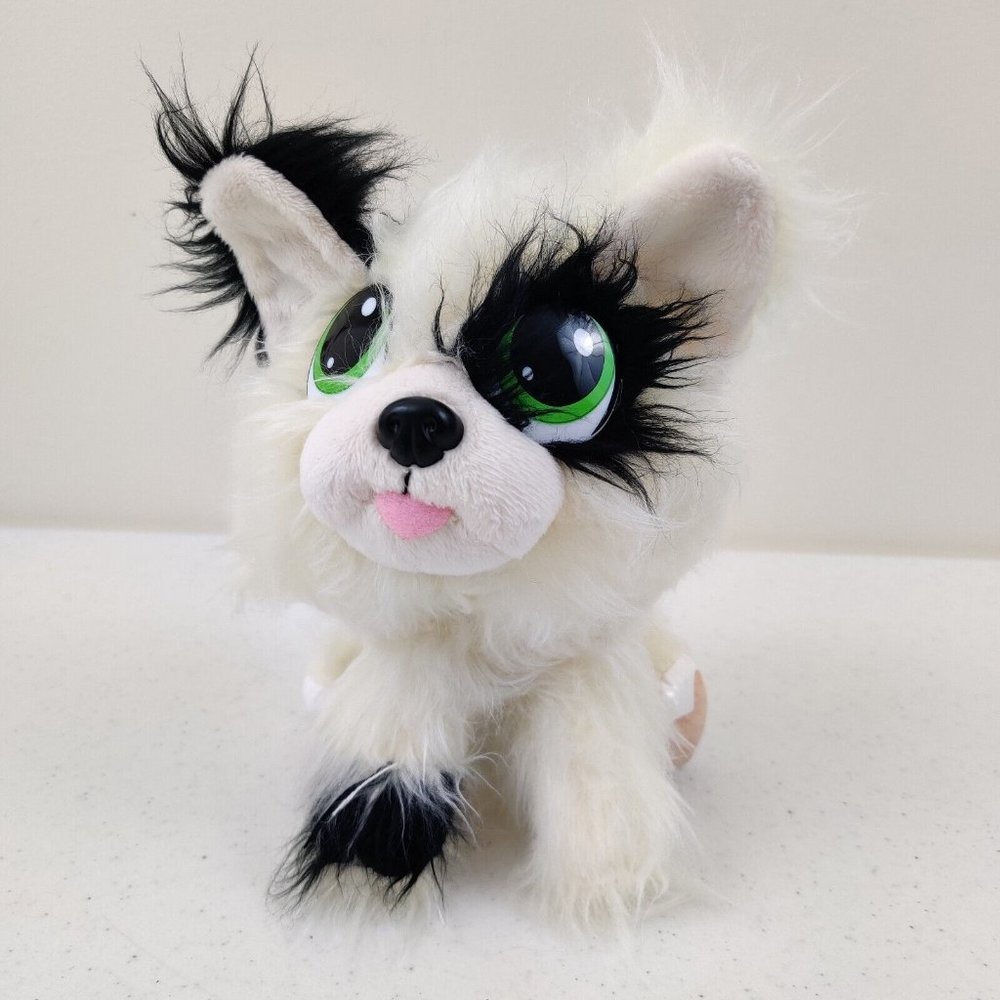 Rescue Runts Spotty Puppy Dog Black & White Big Green Eyes Stuffed Animal Plush